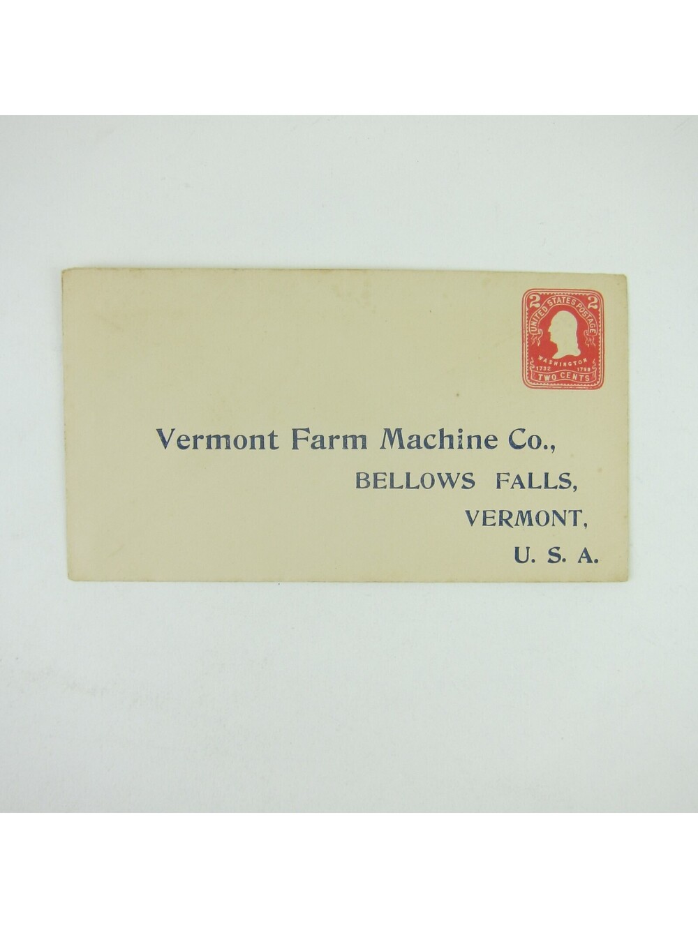 US Postal Stationery Vermont Farm Machine Co Bellows Falls Vermont 2c Antique